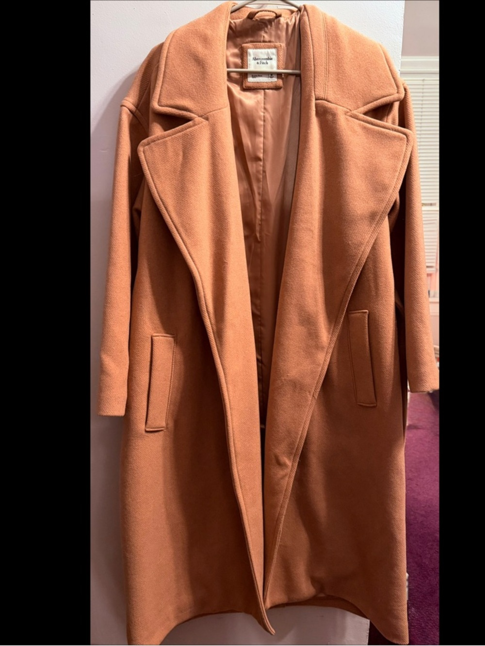 Abercrombie & Fitch Women's Long Camel-Tone Belted Coat **(oversized)**